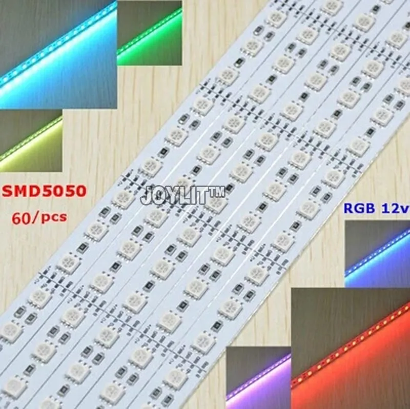 100 шт./лот 3.3ft 5050 rgb led light bar DC12V Водонепроницаемый 50 см 60 72leds Алюминий жесткой Светодиодные ленты LED Жесткий жесткая полосы света