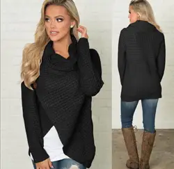 Women's Knitted Turtleneck Long Sleeve Solid Color Women's Pullover Fashion Irregular Shirt Shirt Spring Autumn Women's Jacket Women's Knitted Turtleneck Long Sleeve Solid Color Women's Pullover Fashion Irregular Shirt Shirt Spring Autumn Women's Jacket