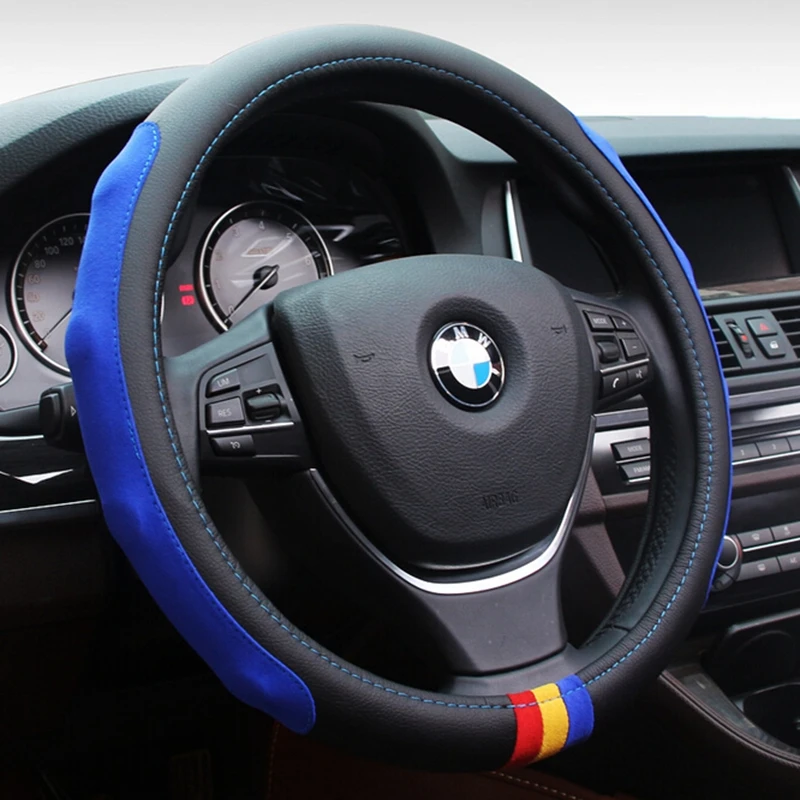 Car Styling M Microfiber PU Leather Steering Wheel Cover Set For BMW X1