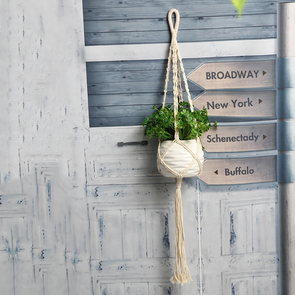 

Vintage Macrame Wall Hanging Plant Hanger Rope Flowerpot Holder Handmade String Jute Rope Garden Decoration