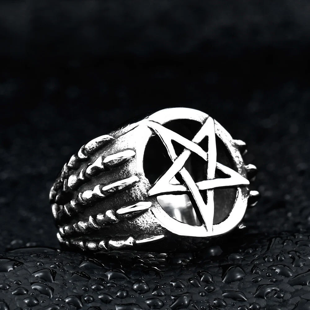 Punk Gothic Skeleton Hand Skull Star Men Finger Ring Retro Titanium Steel Biker Personality Male Jewelry Drop Shipping | Украшения и
