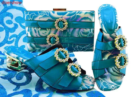 

doershow Women Shoes and Bag Set In Italy blue Color Italian Shoes with Matching Bag Set Decorated with Rhinestone JZS1-25