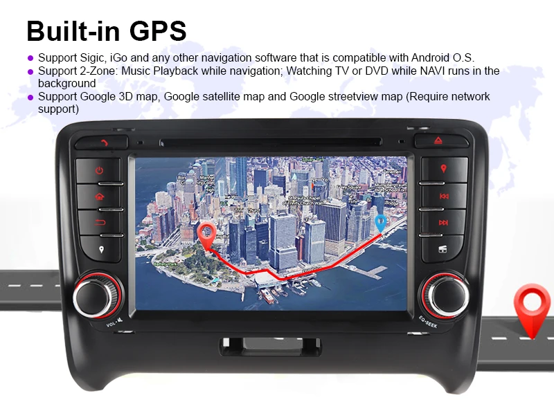 Flash Deal A-Sure 7 Inch 2 Din 4 Core 32G Android 9.0 Auto Radio Car Stereo DVD Player GPS Sat Nav Navigation For Audi TT MK2 DAB+ 4G+ WIFI 24