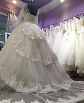 

2017 Luxuries Wedding Dresses with Appliques Beaded Crystals V-Neck Vestidos de novia Bridal Dress Wedding Gown