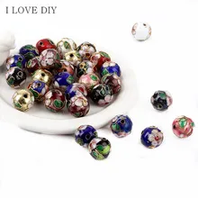 200 unids/lote 8mm Filigrana Cloisonne Tallada Flor Granos de Acrílico Para La Joyería de DIY Que Hace Pulseras
