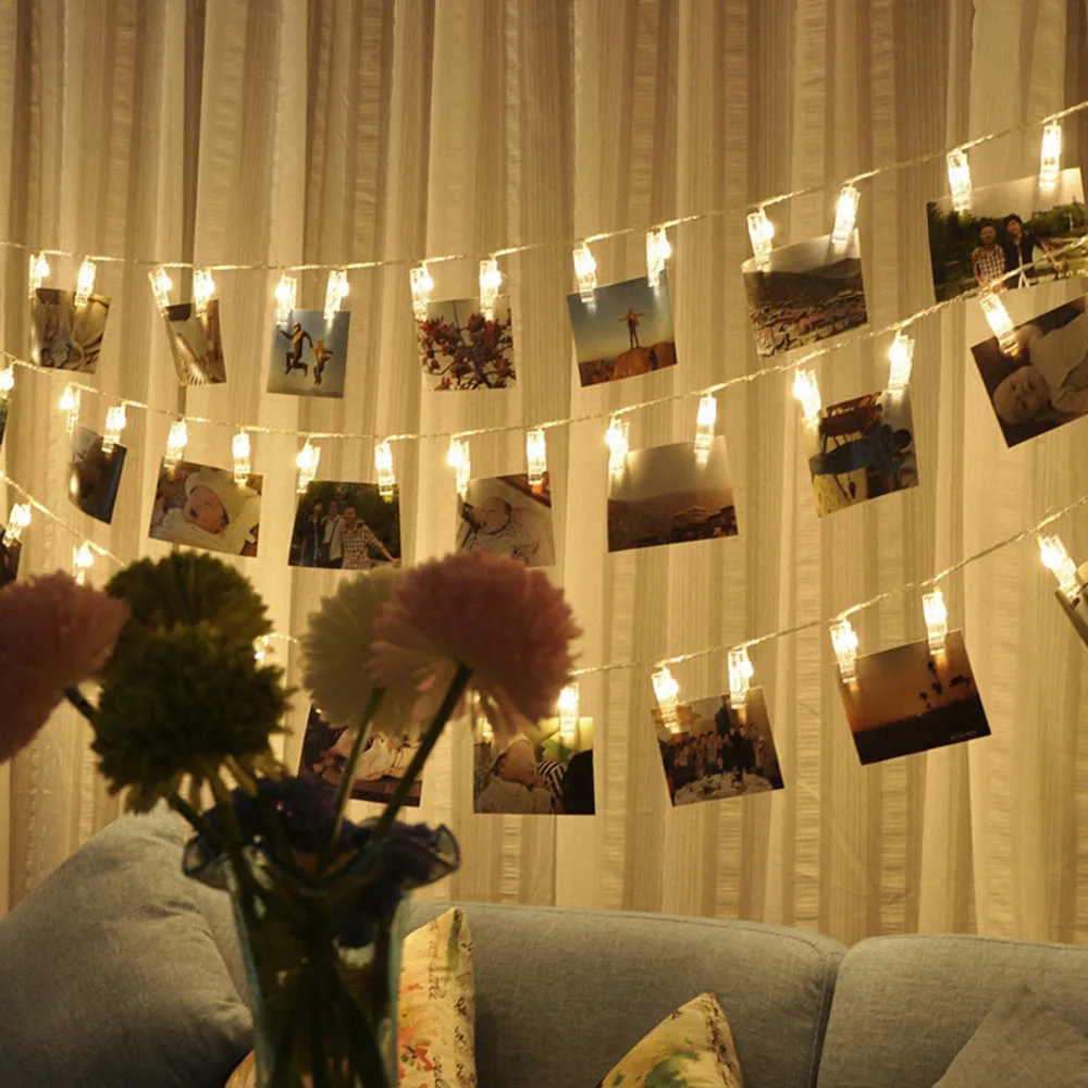 

10 20 LED 1.5M 2M 3M Photo Clip Holder Battery Operated Led String light For New Year Party Christmas Wedding Decoration