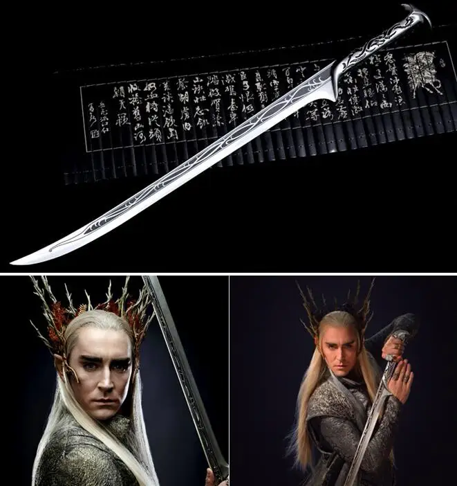 

LOTR Elf King Thranduil The Hobbit sword Weapon Replica 1:1 Metal Handle sword-Leather Scabbard