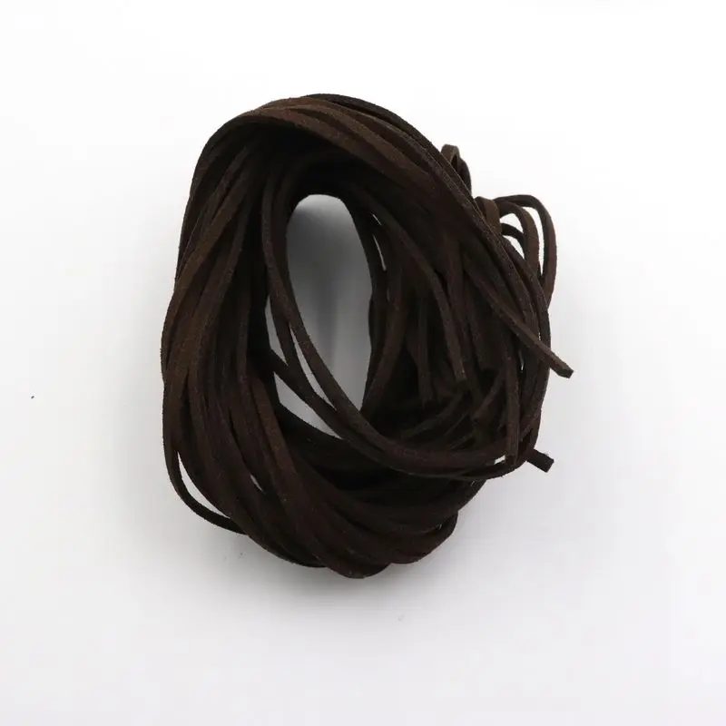 Brown 5 шт., 1 м, 3 мм, плоская искусственная замша, корейский бархат, кожаный шнур, сделай сам, веревка, нить для изготовления украшений, декоративные принадлежности для рукоделия - Цвет: Brown