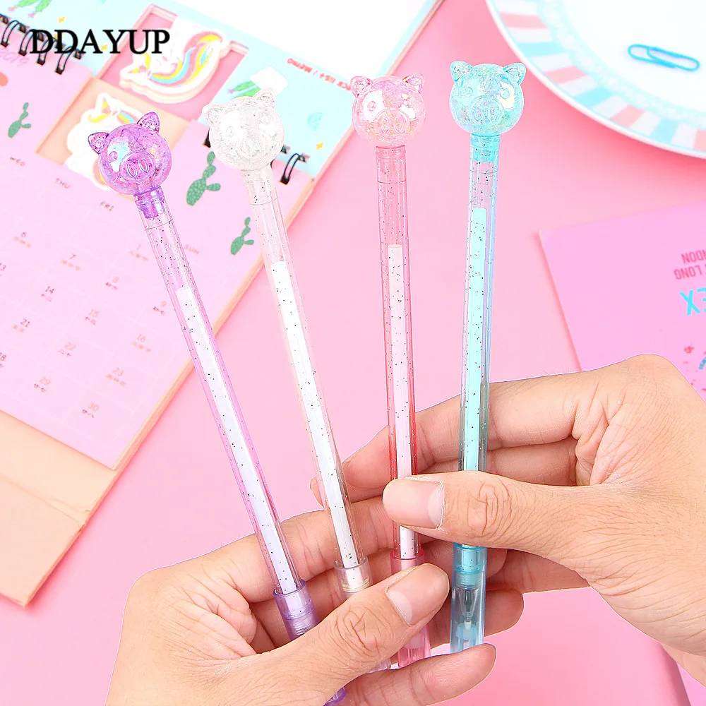 

1Pcs Cute Cartoon Colorful Transparent Pig Gel Pens Candy Gel Pen Signature Student Office Supplies