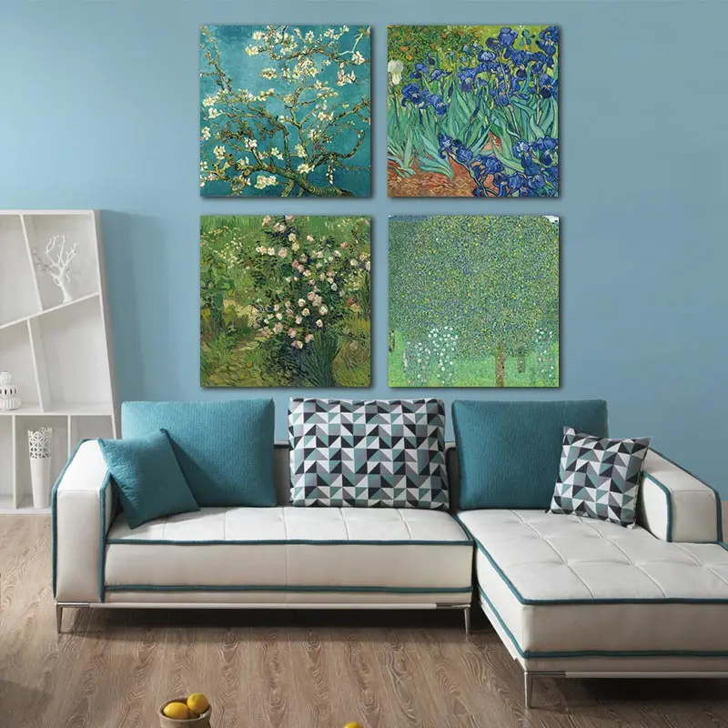 

4Pcs/Sets Huge Modern Wall Art Home Decor Giclee Prints Artwork Almond Blossom and Irises by Vincent Van Gogh Oil Paintings