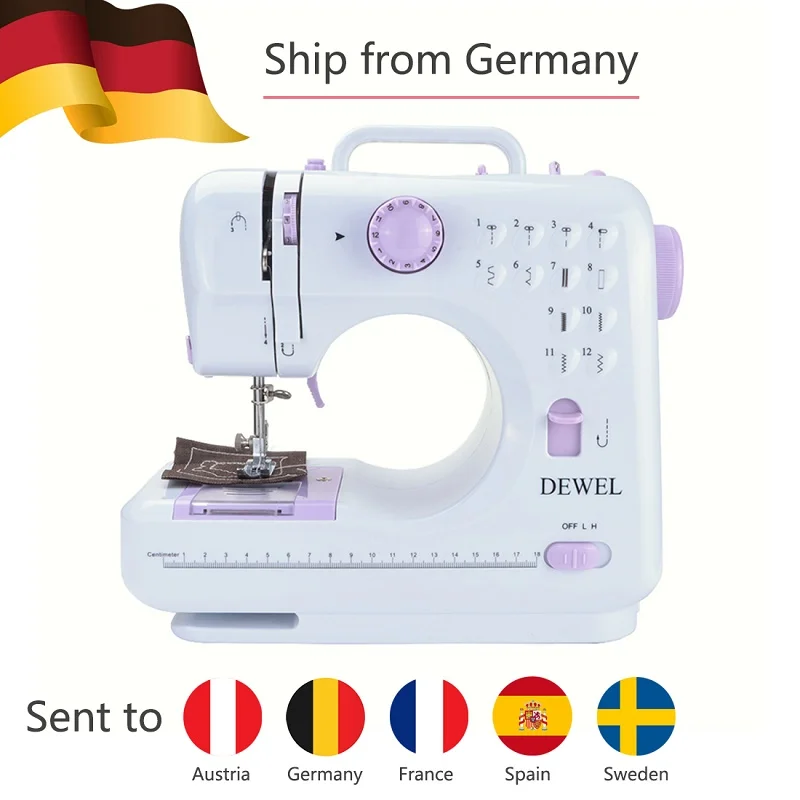 DEWEL Mini 12 Stitches Sewing Machine Household Multifunction Double Thread And Speed Free-Arm Crafting Mending Machine