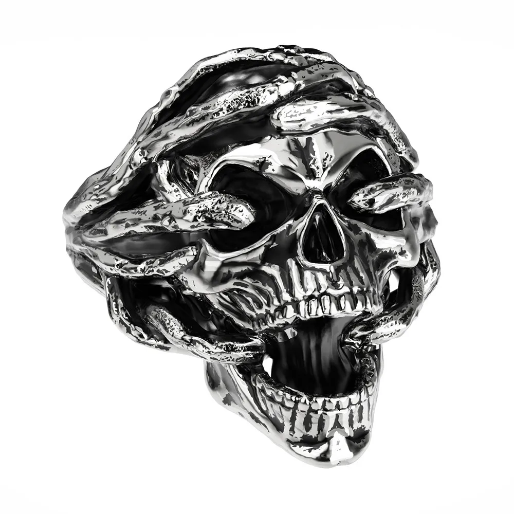

Fashion stainless steel ring unisex tree vine skull head ring couple ring