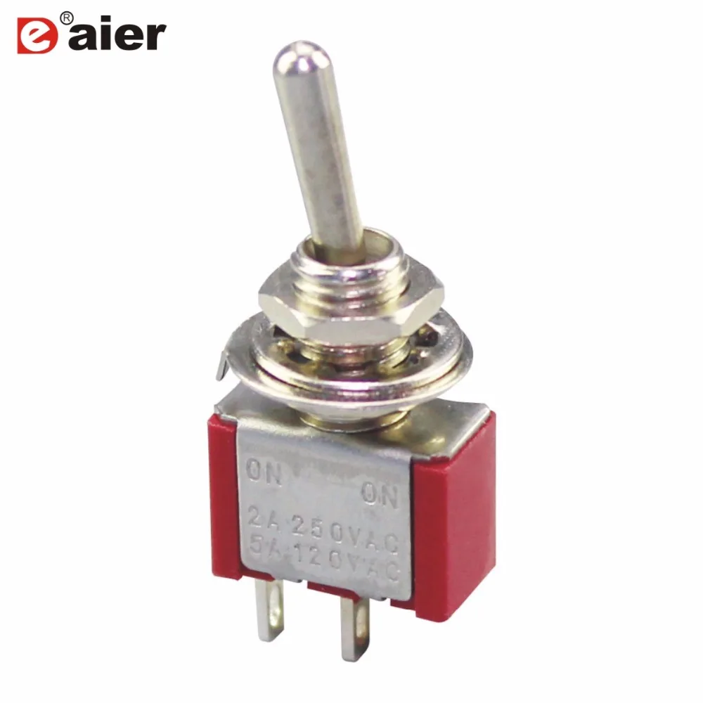 

10Pcs Red Miniature Toggle Switch ON-OFF SPST 3A 250VAC Single Pole Latching Rocker Switch 2 Positions 2Pin Solder Terminal