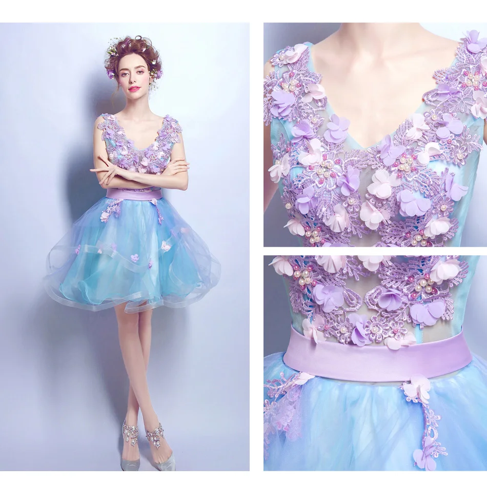 

Romantica Purple Flowers Crowding Bridesmaid Dress/Wedding Party Dress/Homecoming Dress 462A