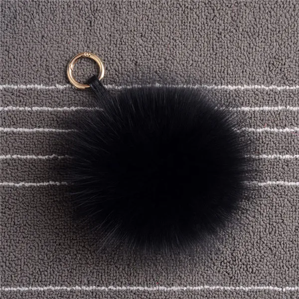 Роскошный брелок с шармом в виде кошелька из меха енота, 15 см, брелок с помпонами и помпонами, брелок для ключей, брелок для ключей, женский аксессуар, подарок - Цвет: Black