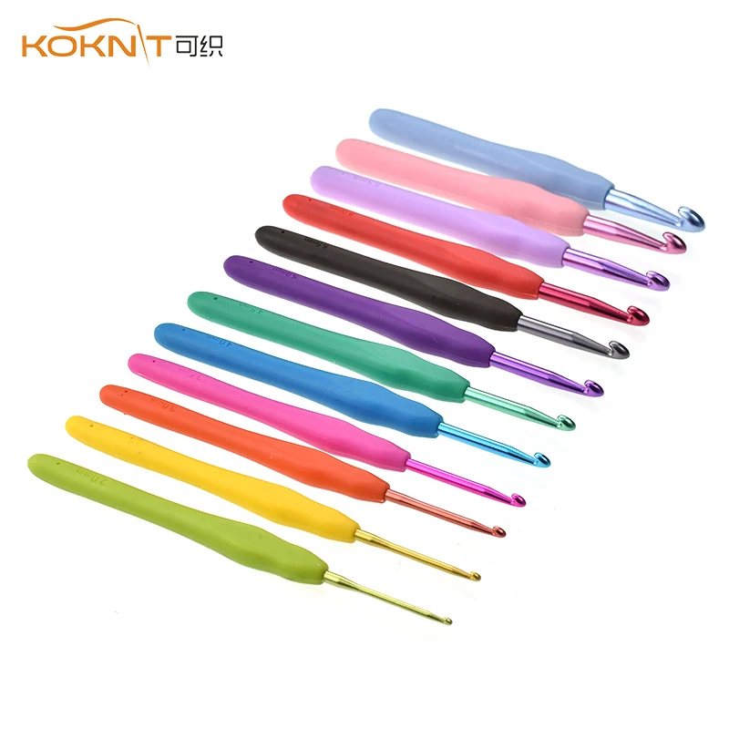 KOKNIT разноцветные крючки для вязания 12 шт. эргономичные Крючки иголки с мягкой