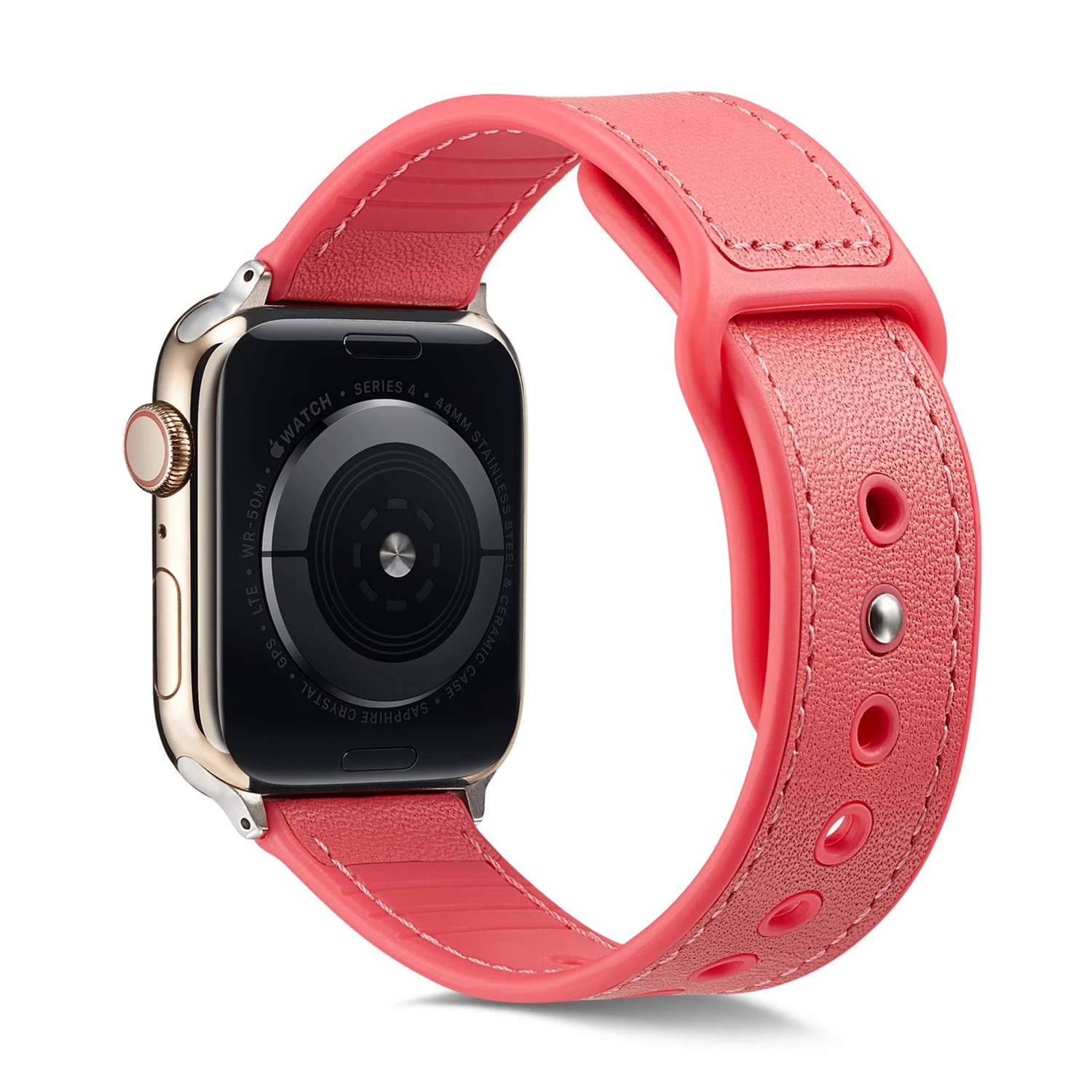 Кожа+ силикон correa для Apple Watch 4 ремешок 42 мм 38 мм 44 мм 40 мм браслет iwatch Band 3 2 аксессуары - Цвет ремешка: Rose