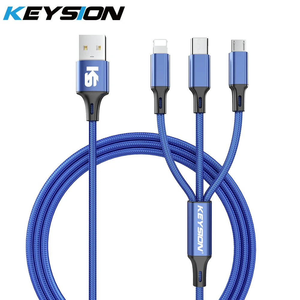 

KEYSION 3 in 1 USB Cable for Mobile Phone Micro USB Type C Charger Cable for iPhone Charging Cable Micro USB Charger Cord