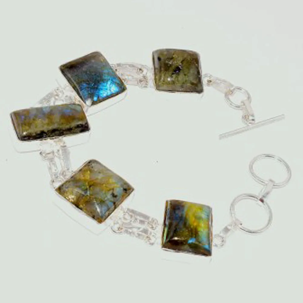 

Labradorite Bracelet Silver Overlay over Copper, 21cm , B2913