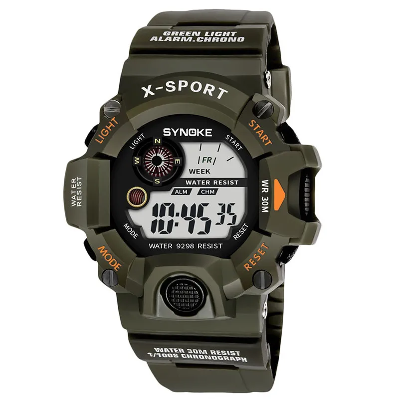 

Men Sports Watches 30M Waterproof Back Light LED Digital Watch Chronograph Shock Double Time Wristwatches For Gift #4M27#F