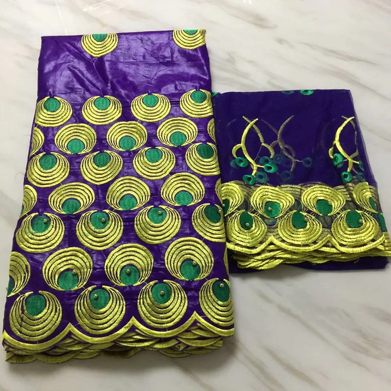 

High quality 5yards africanbazin riche lace+2yards french net lace set african guinea brocade fabric swisslace fabric f16j091