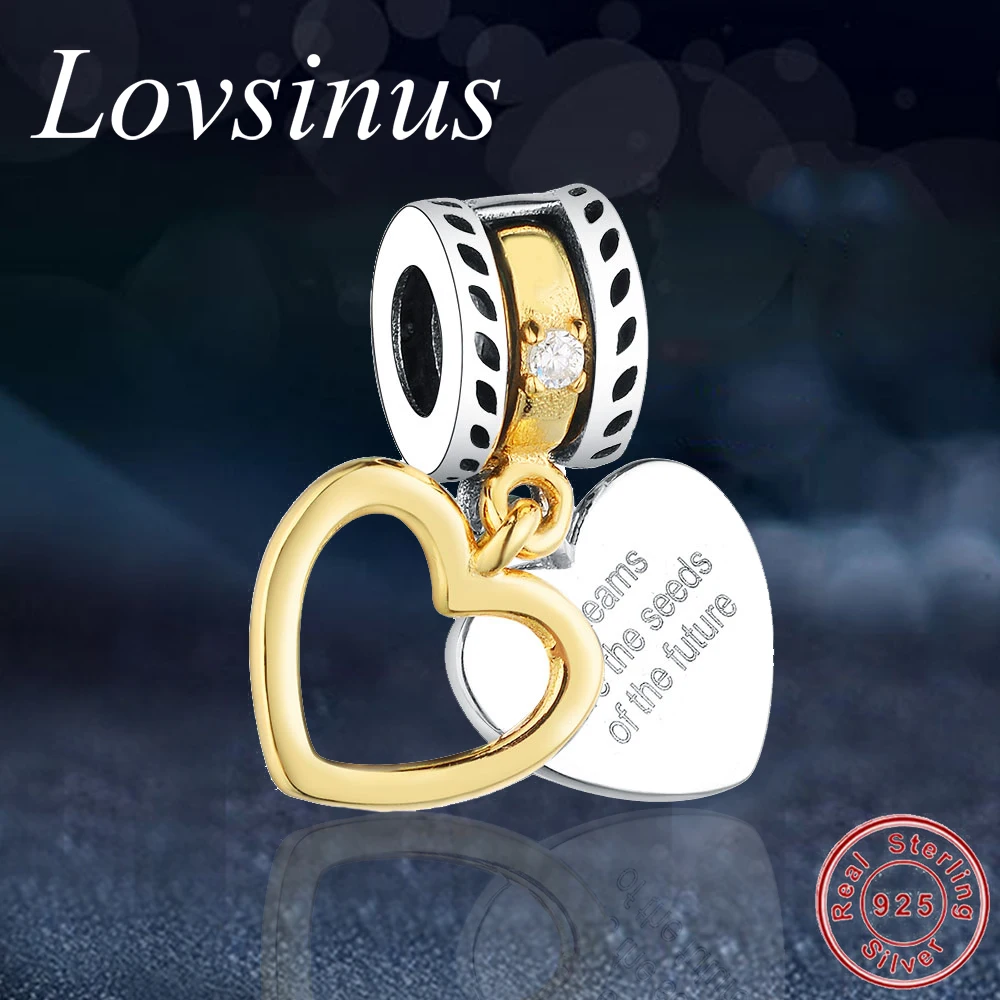 

Genuine 925 Sterling Silver Dream Letter in Two Heart Dangle Charms fit Original Pandora Bracelets & Necklace Jewelry Accessorie