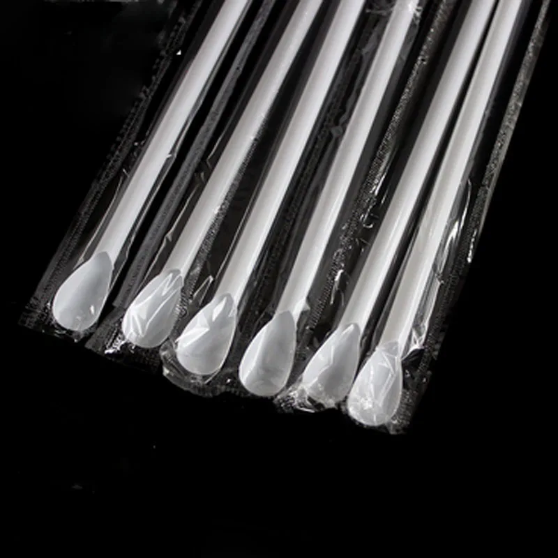 100pcs/lot Individual wrapped Disposable White Spoon Type Drinking