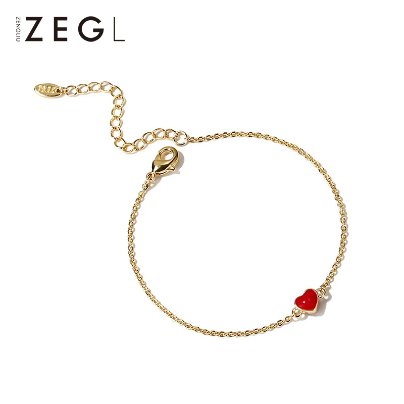 ZEGL браслет с красным сердцем женский браслет очаровательный металлический браслет