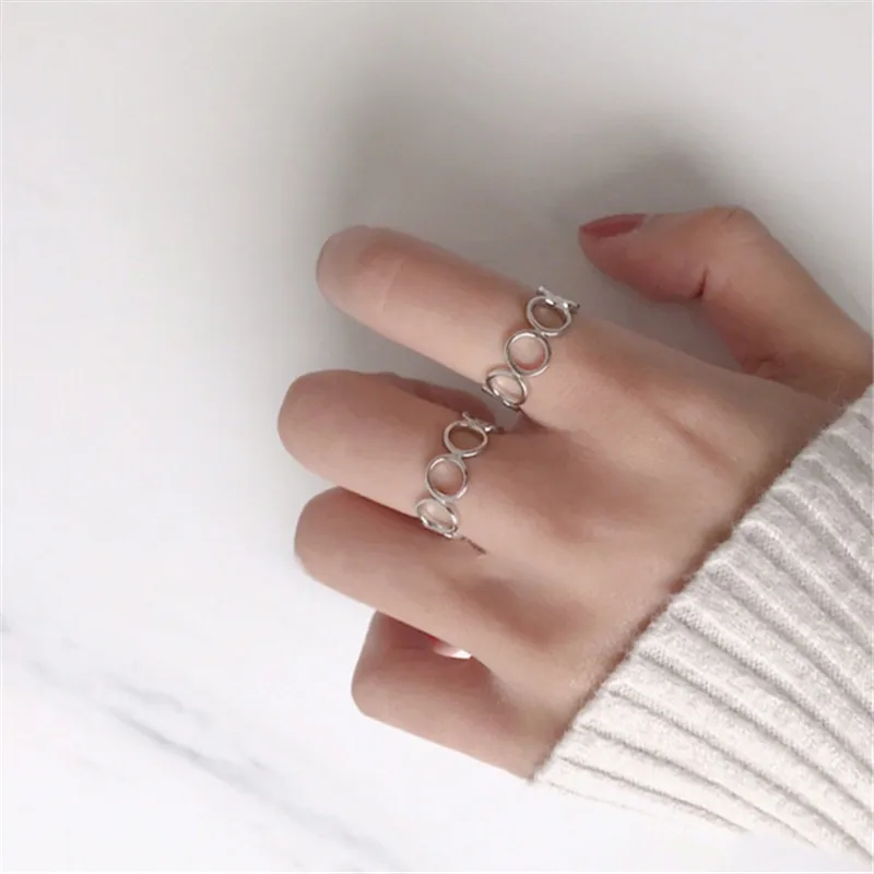 

925 Solid Real Sterling Silver Simple Rings for Women Girls Jewelry Open Adjustable Finger Ring Engagement Wedding Rings JZ406