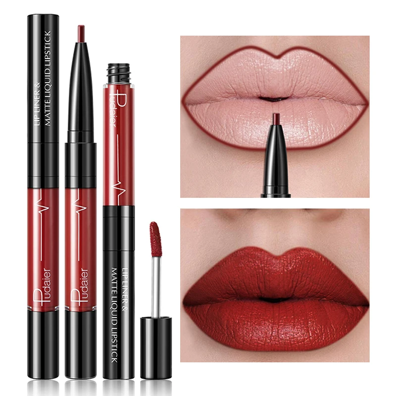 16 Color Double-ended Lipgloss Lips Makeup Waterproof Matte Lip Gloss Lipliner Pencil Red Nude Pink Purple Liquid Lipsticks Matt 16 Color Double-ended Lipgloss Lips Makeup Waterproof Matte Lip Gloss Lipliner Pencil Red Nude Pink Purple Liquid Lipsticks Matt