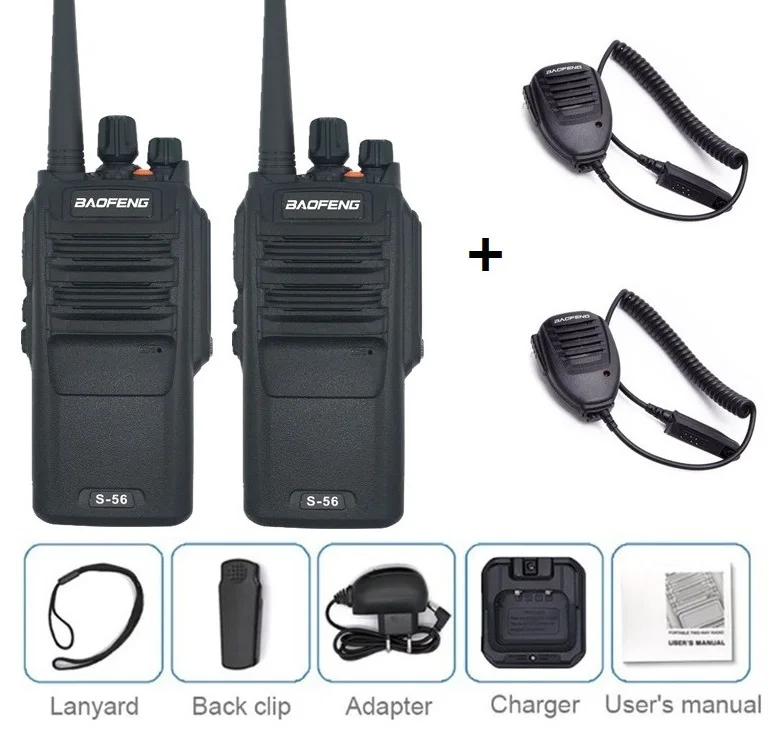 add MIC 2 шт Baofeng S-56 влагонепроницаемые Walkie Talkie 10 Вт 3500 мА/ч, Любительское радио, Си-Би радиосвязь станция UHF приемно-передающая радиоустановка коротковолновым приемником UV-9R BF-9700 - Цвет: add MIC