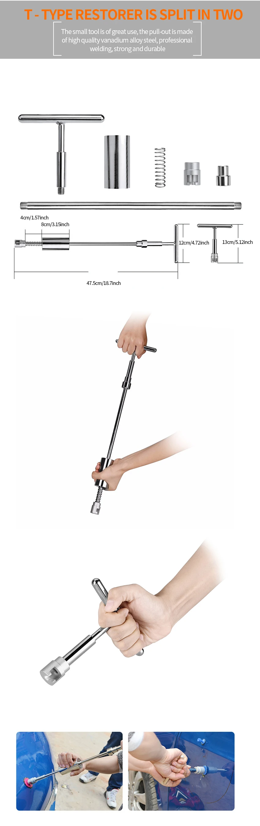 PDR Tools Car Paintless Dent Removal Tools High Quality Stainless Slide hammer Dent Puller Pulling Bridge glue gun hand tool kit