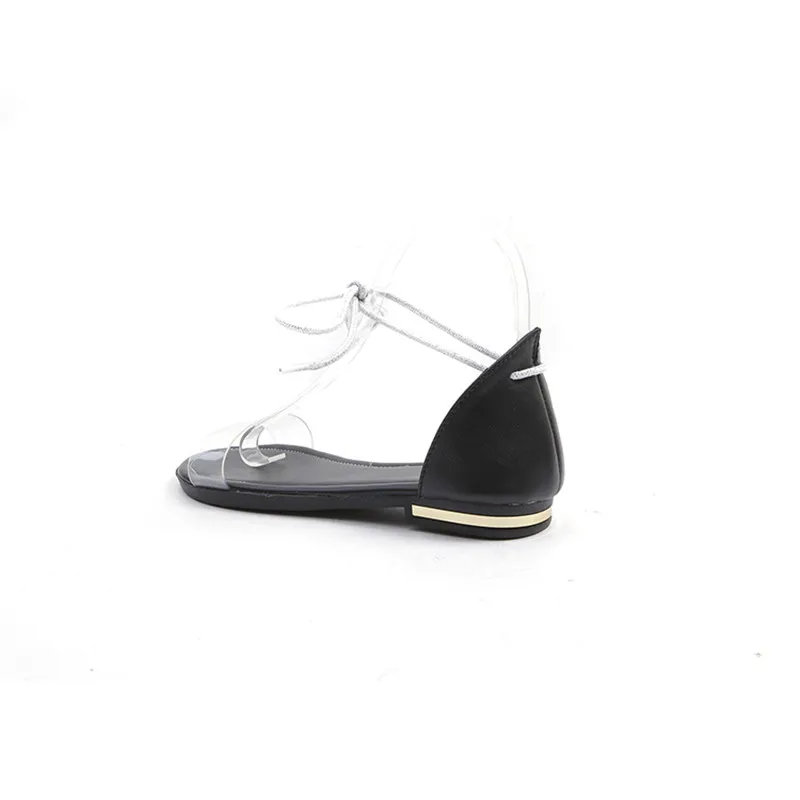 Женские летние туфли с ремешками на плоской подошве; прозрачные женские сандалии; прозрачная удобная обувь; повседневные пляжные Простые сандалии; MAZIAO; размеры 34-43