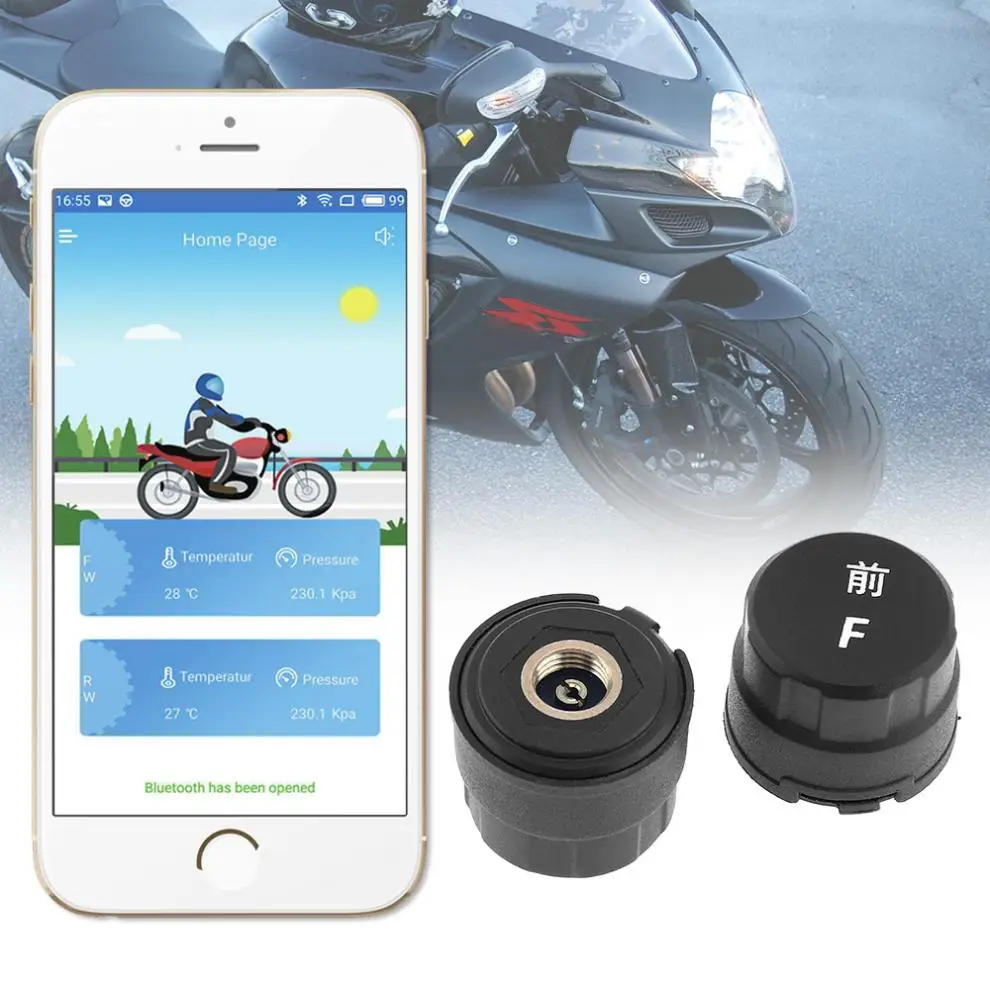 

1Pair Car TPMS Bluetooth 4.0 Tyre Tire Pressure Alarm Warning Auto Real-Time Detector Diagnostic Support Andriod / IOS