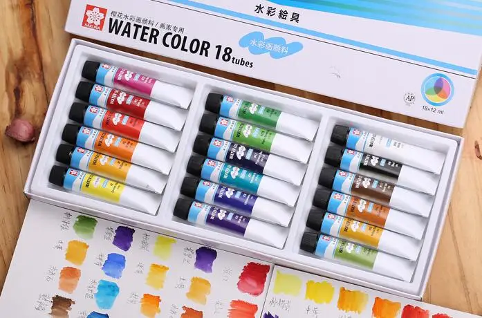 SAKURA Watercolor Paint Set 18 Colors XWCW 18 12ml Japan|watercolor ...