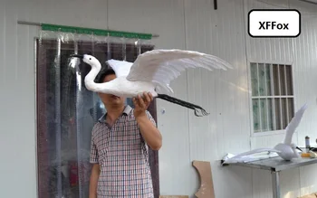

big real life white Egret bird model foam&feather simulation flying pose Egret bird doll gift about 70x65cm xf0823