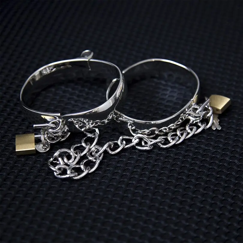 1 Pair 4 Size Stainless Steel Female Male Handcuff Metal Ankle Cuffs