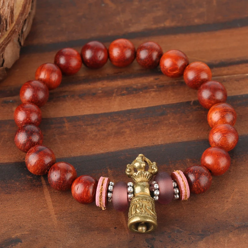 Vintage Beaded Bracelet Tibetan Buddhism Red Sandalwood Bracelet Women