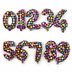 16 дюйм(ов) Красочные Dot печати Фольга Шарики семизначный номер баллоны на день рождения и свадьбу праздновать Air Шарики событие для