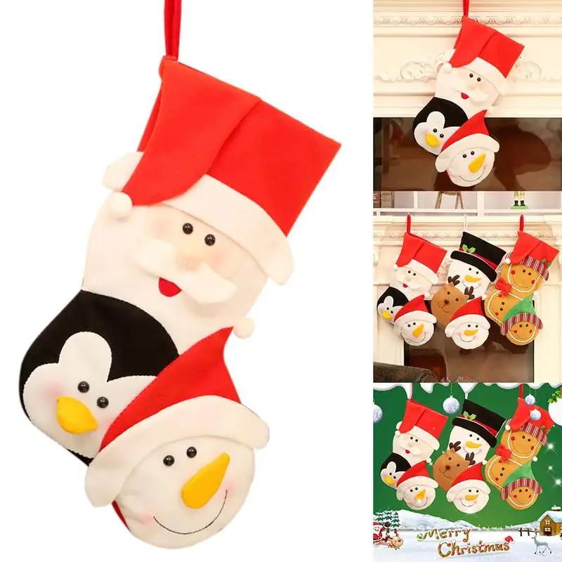 

Christmas Stocking Cute Cartoon Santa Claus Snowman Elk Gift Bag Stocking Christmas Hanging Stocking