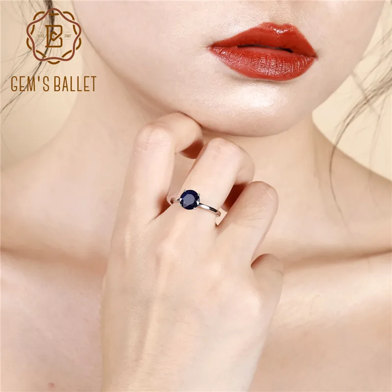 

Gem's Ballet 2.57Ct Natural Blue Sapphire Simple Ring 925 Sterling Silver Gemstone Wedding Vintage Rings For Women Fine Jewelry