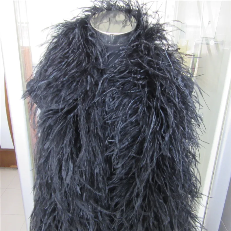 YY-tesco 2 м/лот 6 слоев натуральный страусиное перо боа качество пушистые костюмы/отделка для вечерние/костюм/шаль/ремесло доступны - Цвет: black