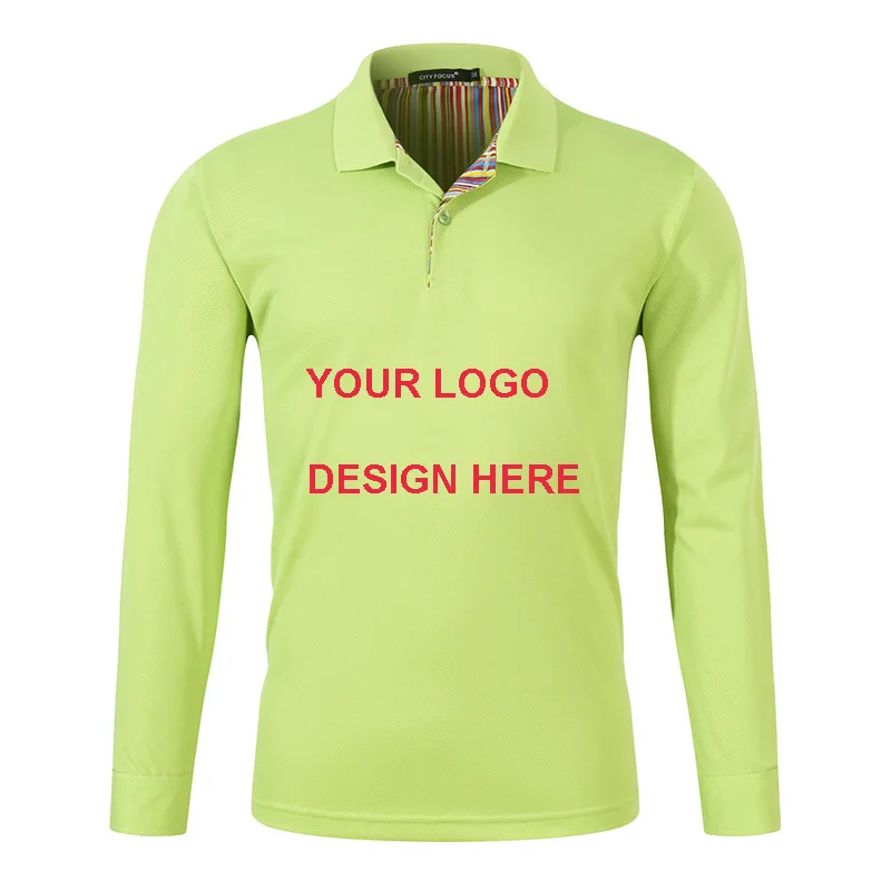 

Rayon Fabric Custom Logo Men Polo Shirt Long Sleeve Solid Color DIY Logo Design Logo 13 Colors Option