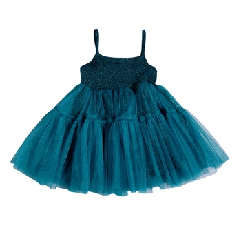 

Roimyal Wholesale Fashion Summer Girl Sleeveless Green Condole belt Cute Mesh Dress 3-8years kids Party Dresses Free Shipping