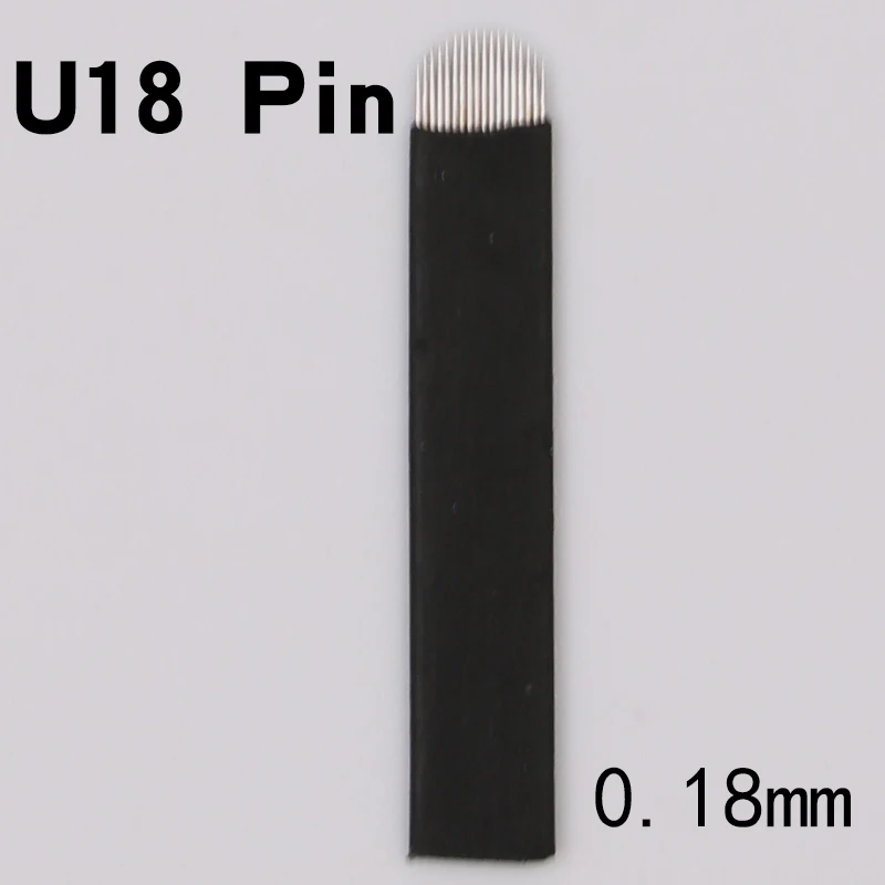 50 шт. черные микроблейдинг u образные 18 pin гибкие для бровей ручные иглы татуажа