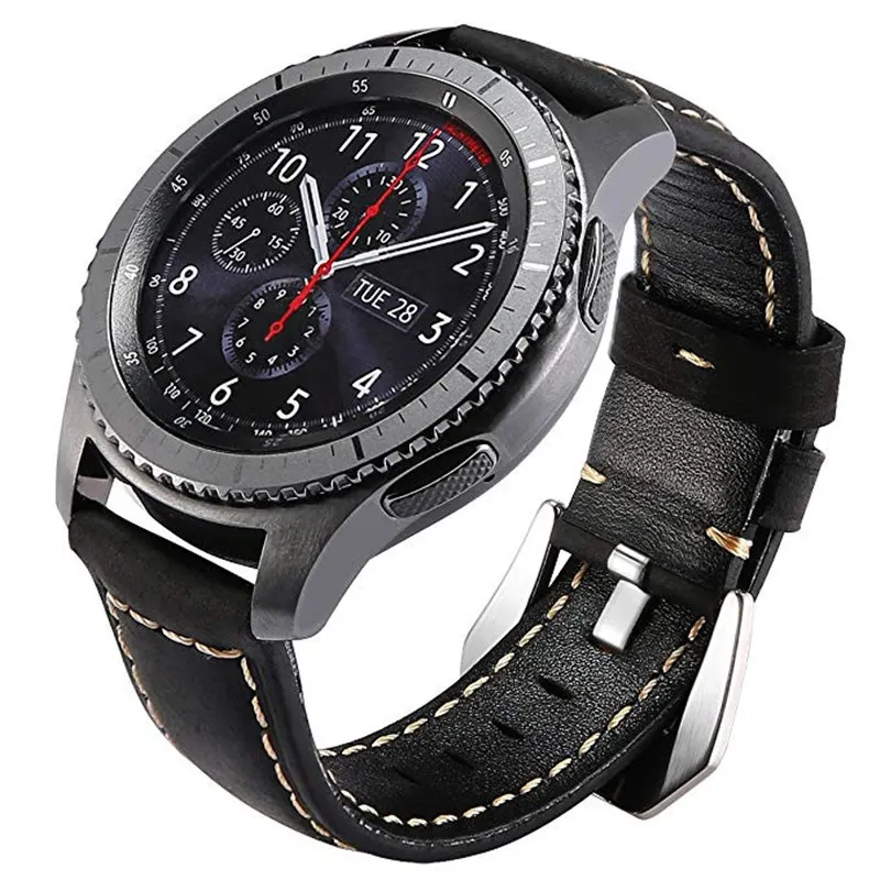 ASHEI 22 мм кожаный ремешок для samsung Шестерни S3 классический/Frontier Galaxy Watch 46mm для девочек; Мини-Юбка Для huawei 2 Классический Huami Amazfit Спорт