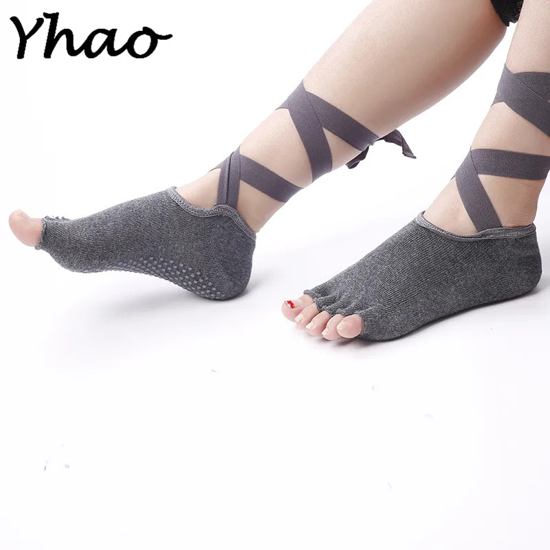 5 Colors Women Yoga Socks Paired Pilates Gym Fitness Sock Dancing Anti slip Five Toe Cotton Sock