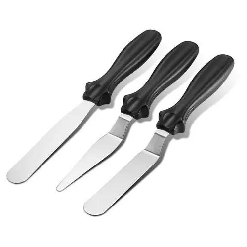 3pcs Stainless Steel Spatula Palette Knife Set Cake Decorating Smooth Tools Kit New