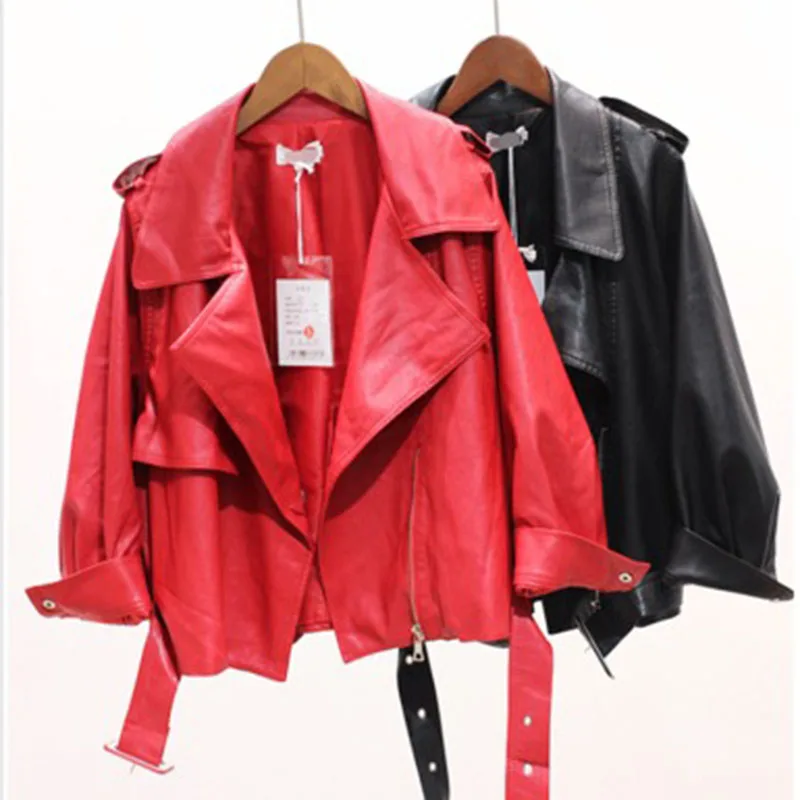 Женская куртка, стиль, весна и осень, женская повседневная кожаная куртка, короткая куртка из искусственной кожи с отворотом, Женское пальто fuo