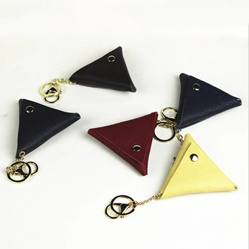 

1Pcs Hot Mini Handmade Vintage Genuine Leather Coin Purse Cow Leather Kids Keychain Purses Card Holder with Zipper 5 Choices